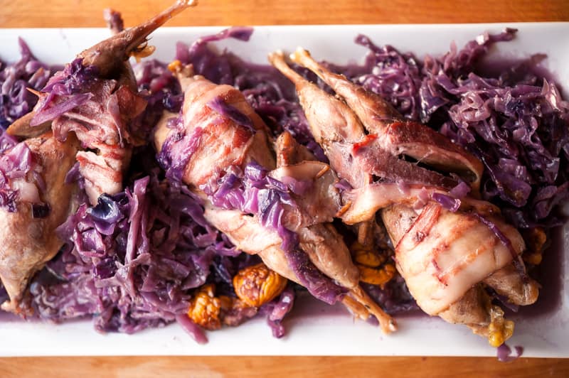 Chukar with Cabbage and Chestnuts